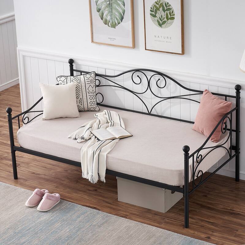 Javlergo Twin Metal Daybed Modern Sofa Bed Frame with Headboard No Box Spring Needed