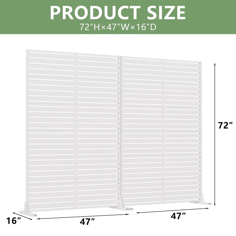 Outdoor Privacy Screen with Stand for Patio Garden Metal Fence Set of 2
