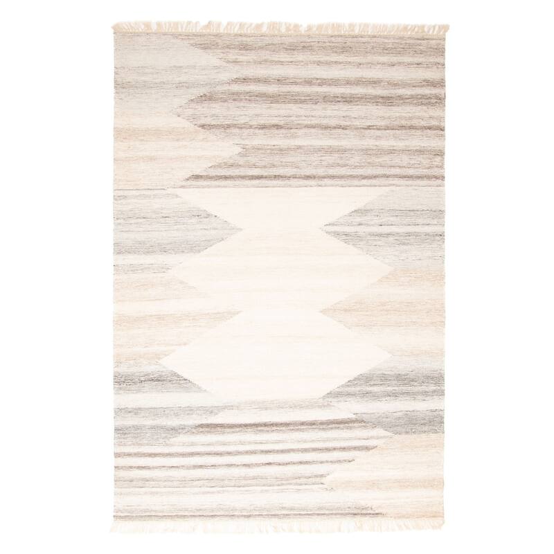 ECARPETGALLERY Flat-Weave Ankara FW Cream Wool Kilim - 5'1 x 7'7