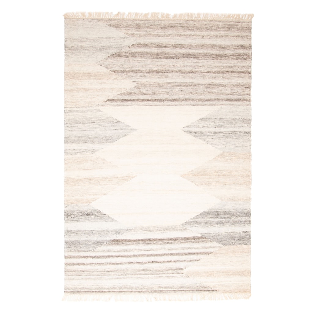 ECARPETGALLERY Flat-Weave Ankara FW Cream Wool Kilim - 5'1 x 7'7