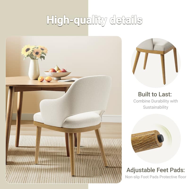 Upholstered Farmhouse Dining Chairs Modern Fabric Kitchen Side Chairs Wooden Back