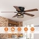 preview thumbnail 8 of 17, 48" Antique Wooden 5-Blade Black Flush Mount Ceiling Fan with Light