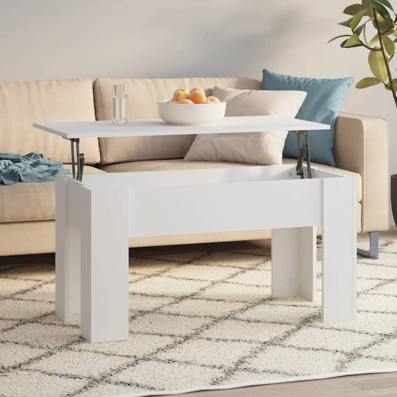 vidaXL Coffee Table Lift Top End Table Accent Side Sofa Table Engineered Wood - 39.8" x 19.3" x 20.5" - White