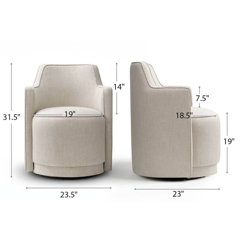 Modern Upholstered Swivel Accent Chair with Curved Barrel Back