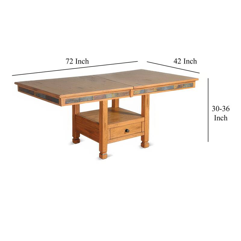 Marv Extendable n Dual Height Dining Table, 72-84 Inch Top, Brown