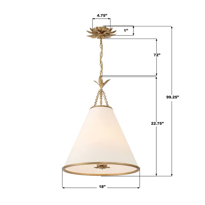 Crystorama Lighting Group 564 Broche 4 Light 18" Wide Pendant with
