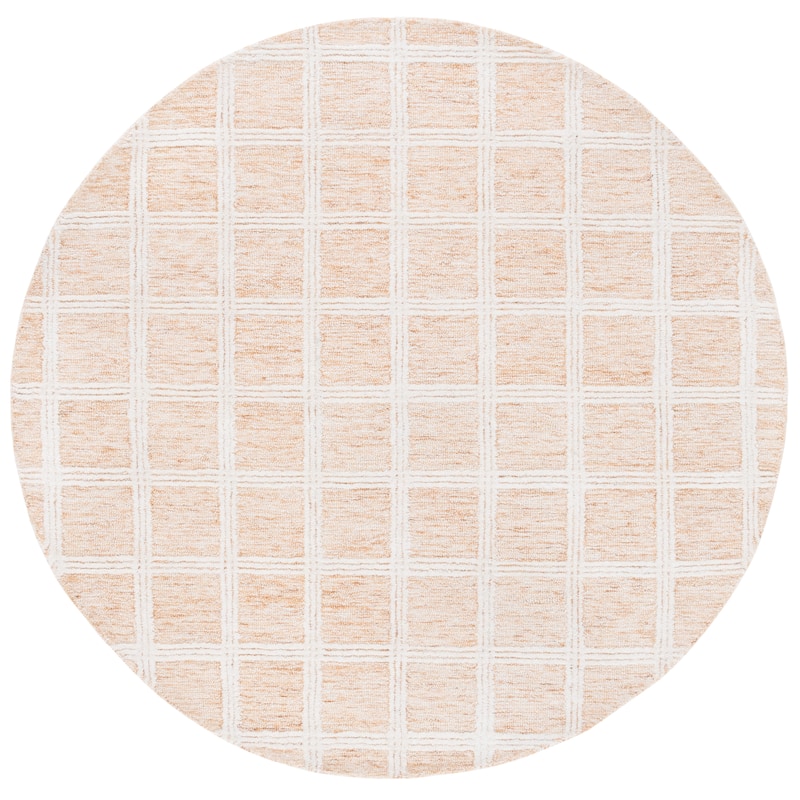 SAFAVIEH Handmade Pine Sandorne Modern & Contemporary Wool Rug - 6' Round - Orange/Ivory