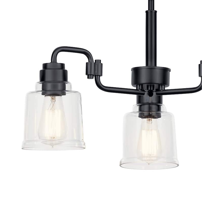 Kichler Lighting Aivian 23 in. 3-Light Black Vintage Industrial Chandelier with Clear Glass