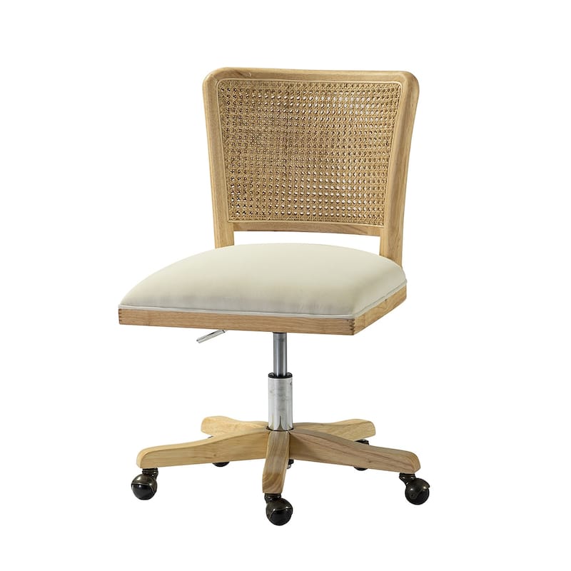 Calcutta Modern Rattan Back Task Chair Office chair with Solid Wood Legs by HULALA HOME
