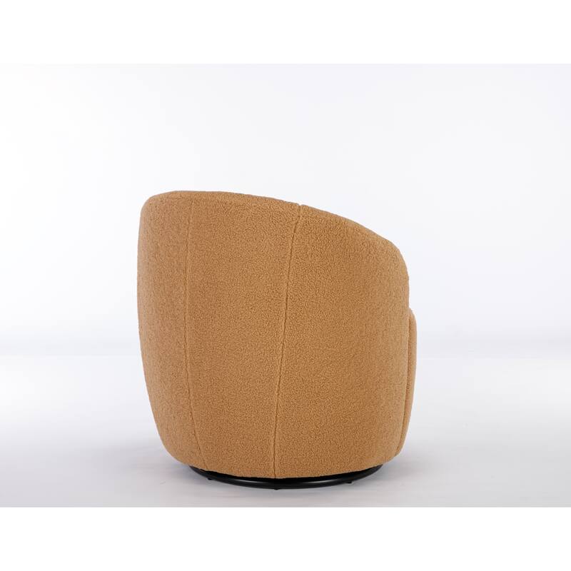 Wool Swivel Barrel Chair with 360° Rotation & Metal Base