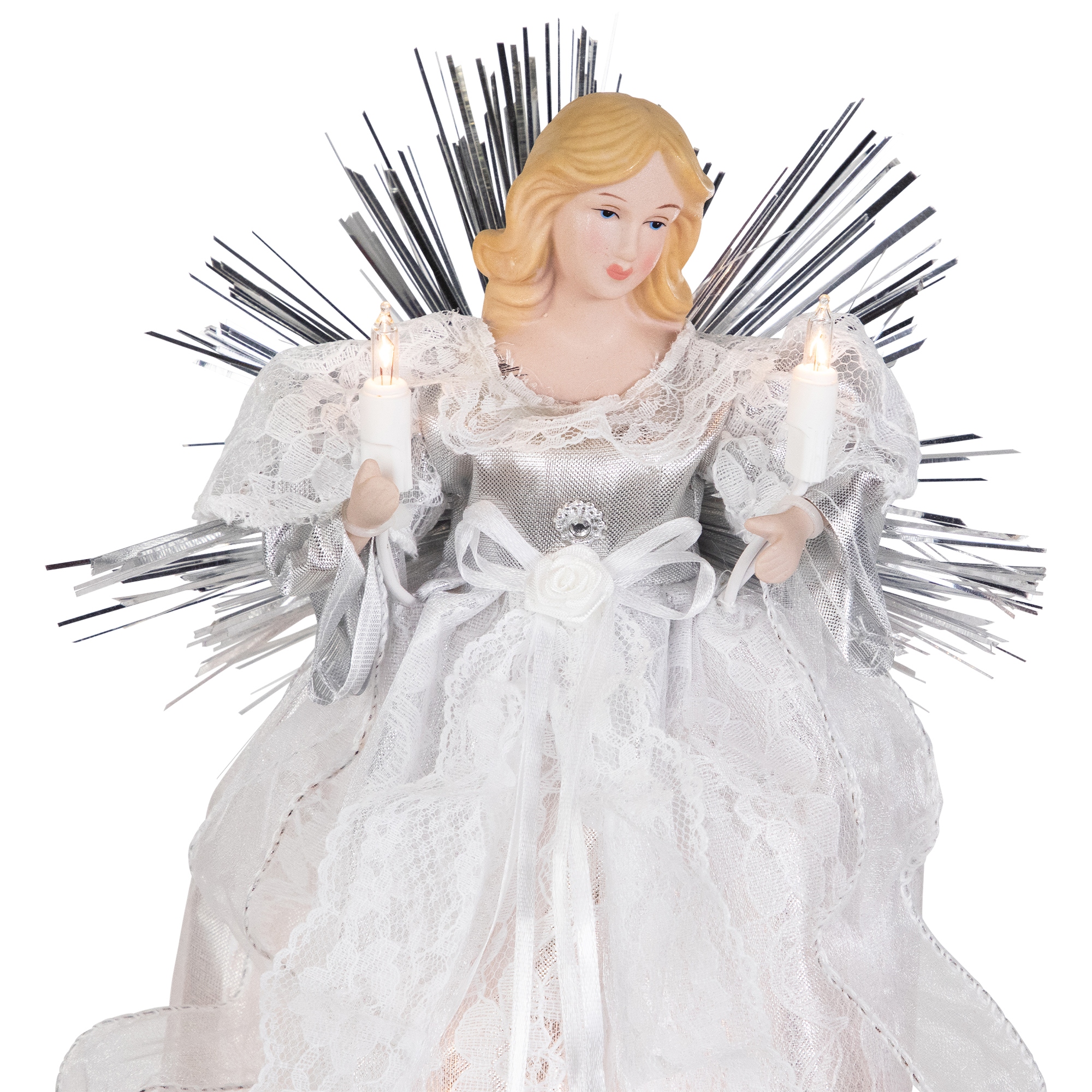 Lighted Angel with Candle Christmas Tree Topper - 10.5