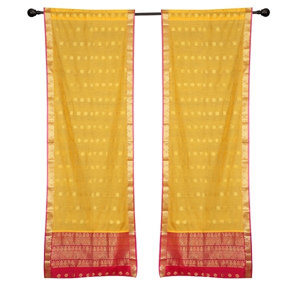 2 Yellow Bohemian Indian Sari Curtains Rod Pocket Living Room Window ...