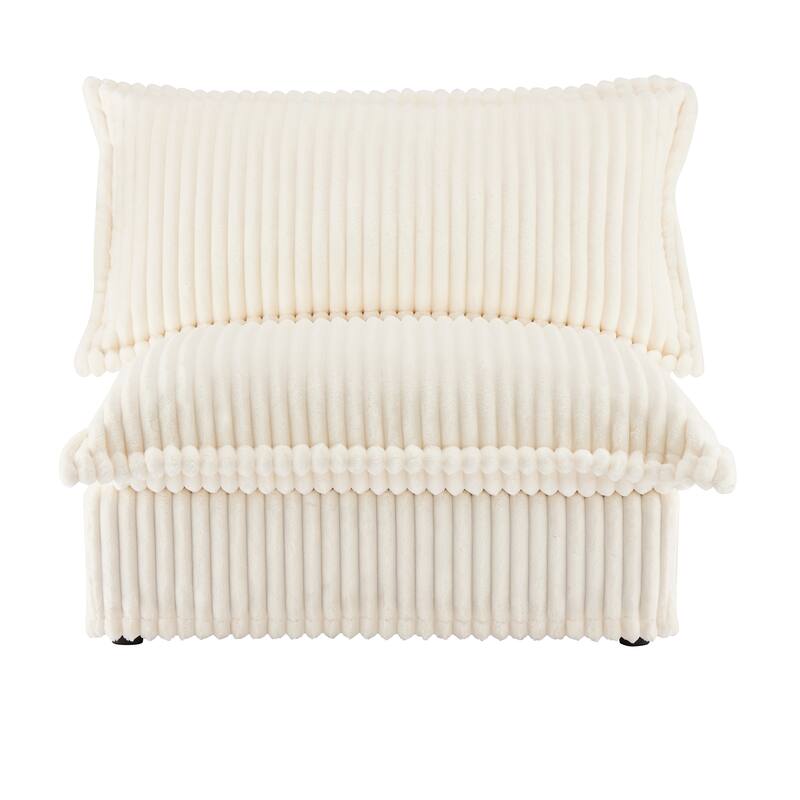 Single Corduroy Deep Seat Armless Accent Chair