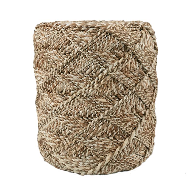 Mikel Natural Beige/ White Pouf/ Floor Pillow
