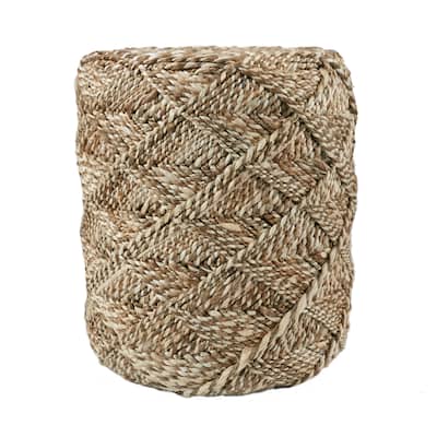 Mikel Natural Beige/ White Pouf/ Floor Pillow