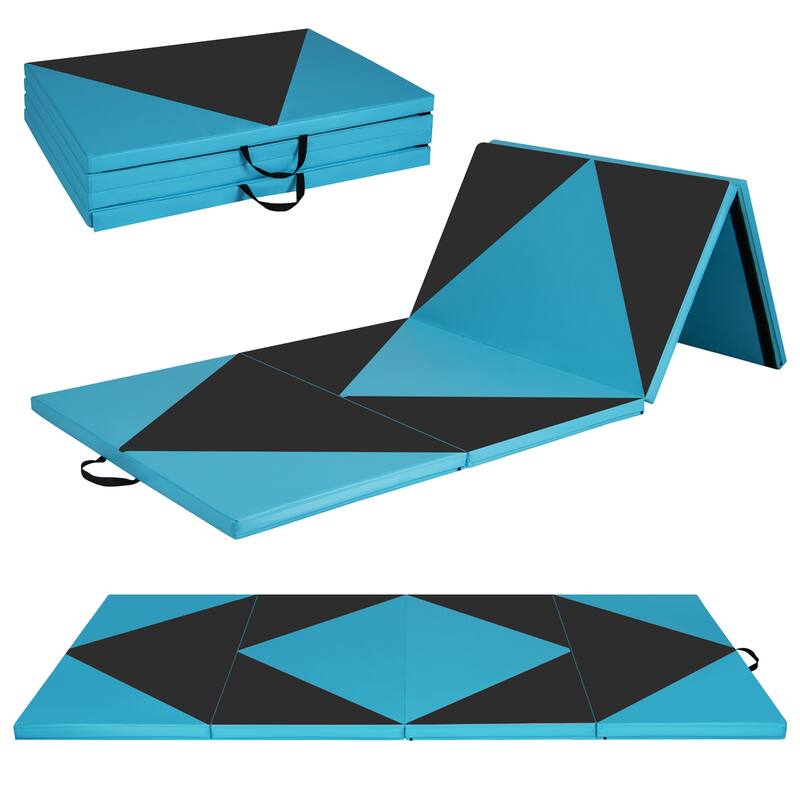 Gymax Gymnastics Gym Mat 4-Panel Folding Lightweight Gymnastics - Black