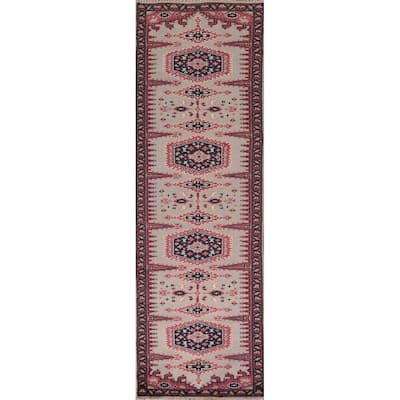 Geometric Viss Oriental Runner Rug Handmade Wool Carpet - 2'6"x 10'0"