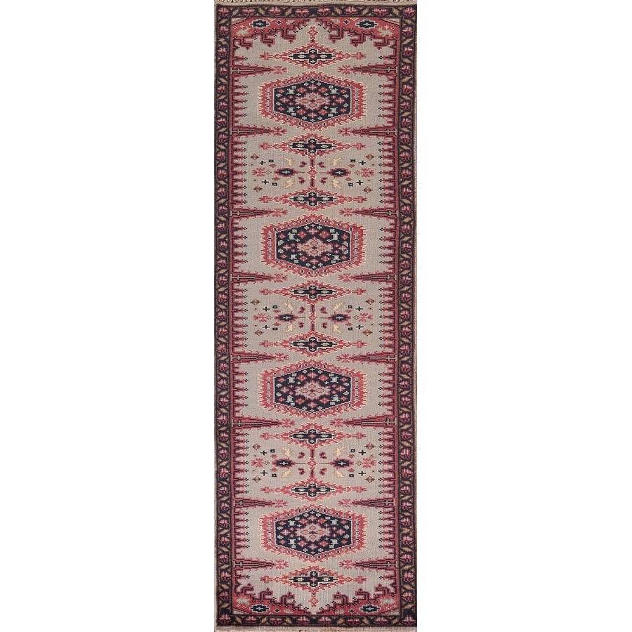 Geometric Viss Oriental Runner Rug Handmade Wool Carpet - 2'6"x 10'0"