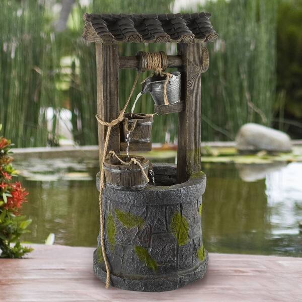 slide 2 of 8, 4 Tier Wishing Well Fountain by Pure Garden - 15.5 x 17 x 32.5