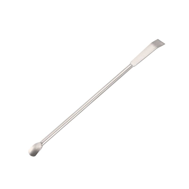 Micro Lab Sampling Spoon Double Head Stainless Steel Mixing Spatula 125mm 2Pcs - Silver Tone