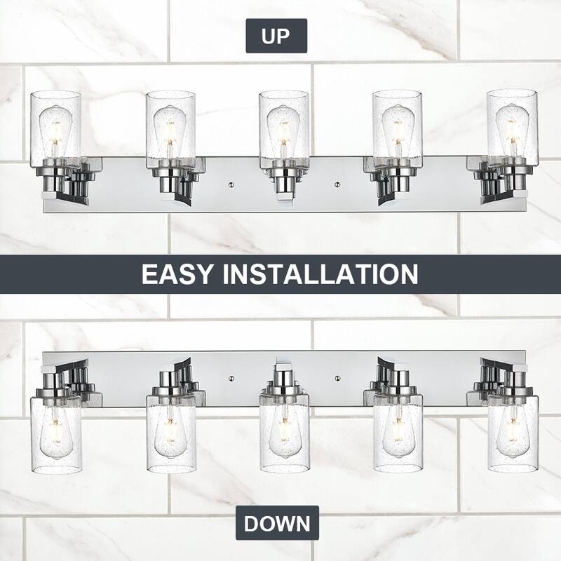 Modern Vanity Light with Seeded Glass Shade