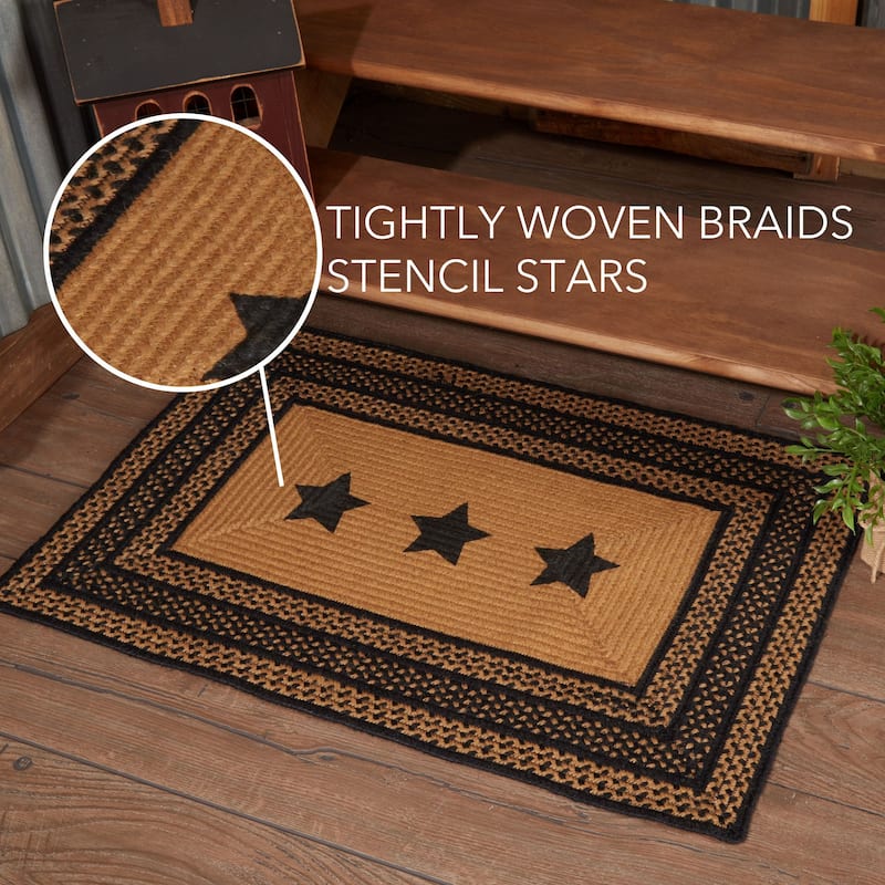 Farmhouse Jute Rug Rect Stencil Stars w/ Pad 20x30 - 20"x30"