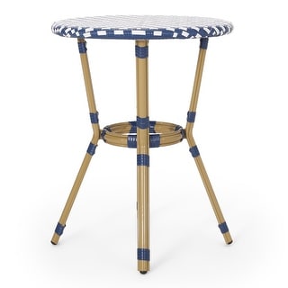 Picardy Outdoor Aluminum and Wicker Outdoor French Bistro Table by Christopher Knight Home - 21.75"L x 21.75"W x 28.50"H