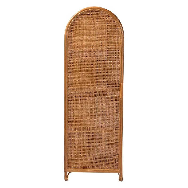 Paloma Arched Rattan Accent Cabinet with Shelves - Handwoven Cane Unit with Door, Boho Chic Furniture for Living Room