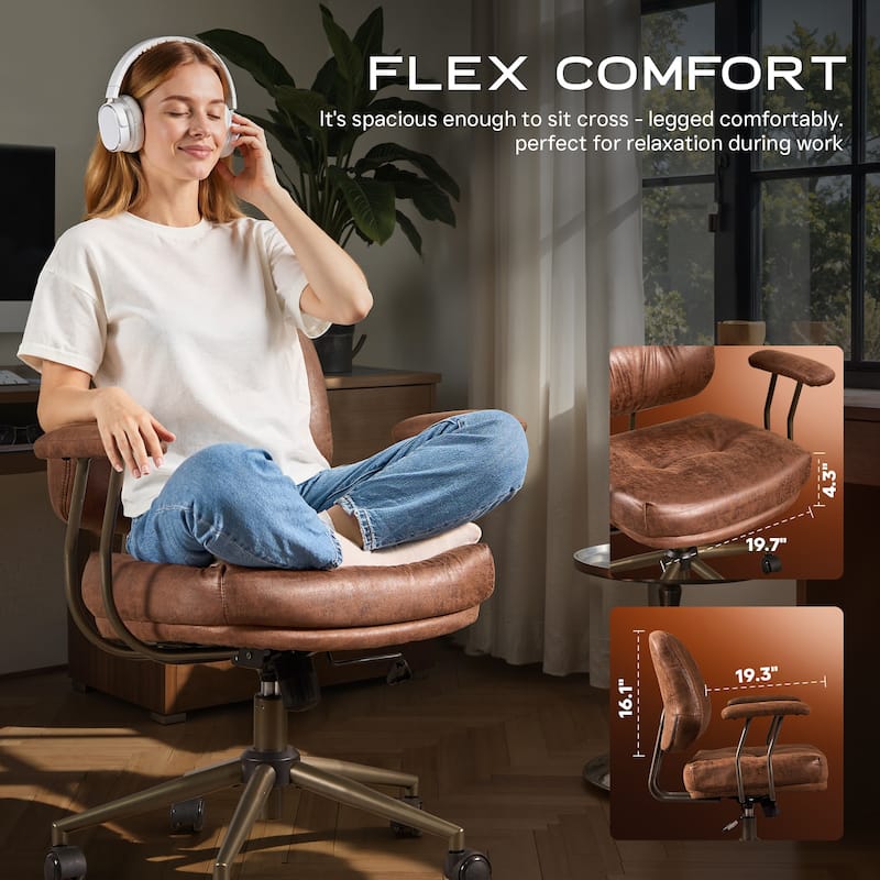 OVIOS Ergonomic Suede Fabric Office Swivel Chair