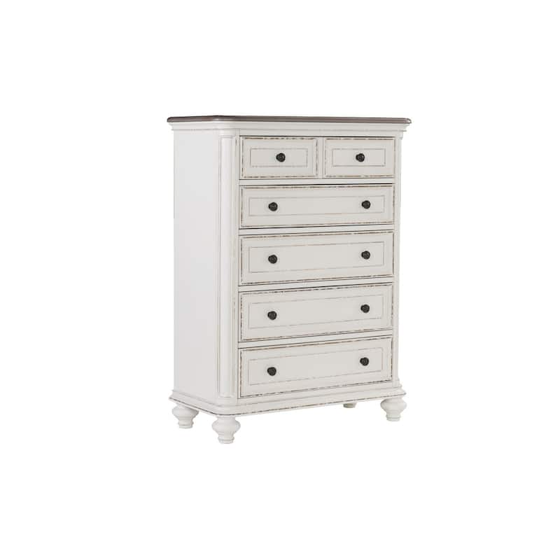 Milena 4 Piece White Gray Traditional Fabric Upholstered Tufted Panel Bedroom Set