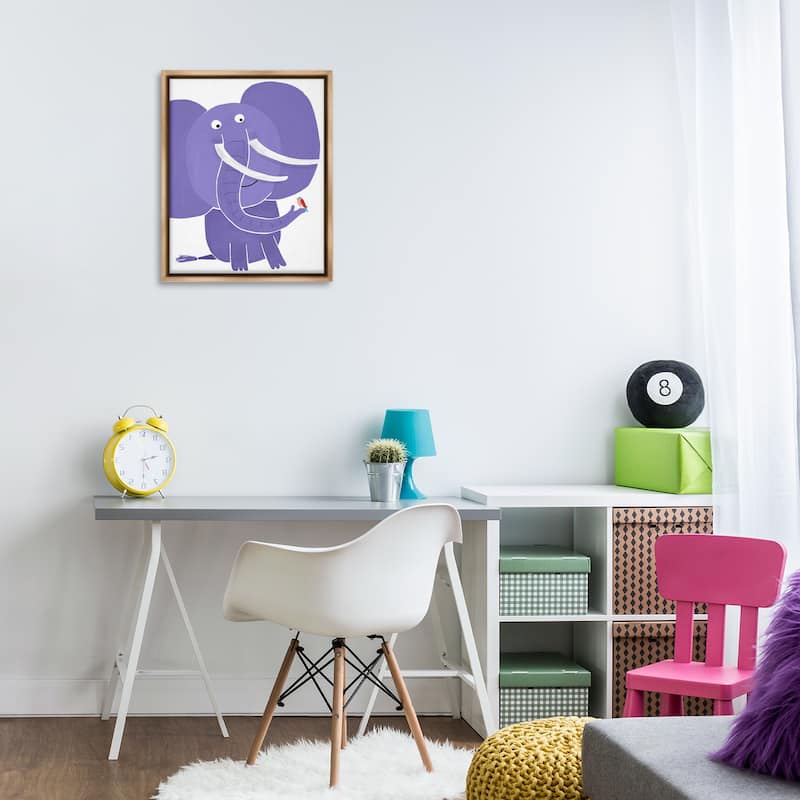 Stupell Elephant & Bird Friends Framed Floater Canvas Wall Art Design By Carla Daly