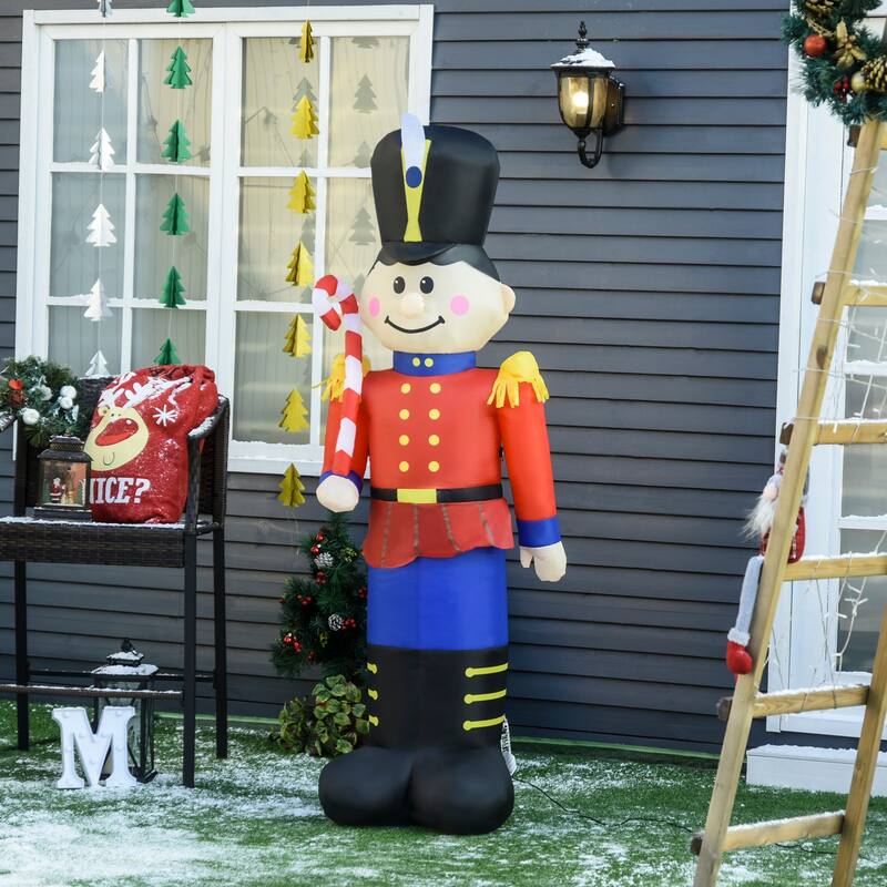 HOMCOM 6' Inflatable Nutcracker Soldier Candy Cane Decoration