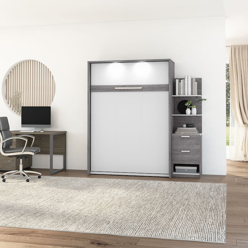 Cielo Full Murphy Bed with Floating Shelves by Bestar