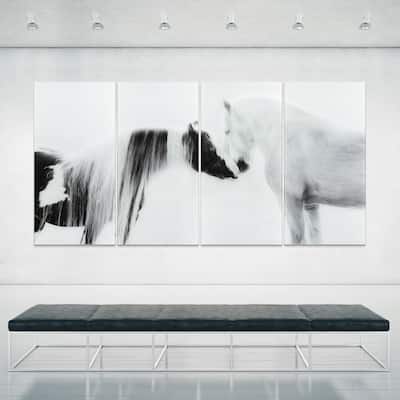 Collection of Horses ABCD Frameless Free Floating Tempered Glass Panel Graphic Wall Art Set of 4