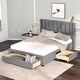 preview thumbnail 3 of 12, Modern Style Upholstered Platform Bed with 3 Storage Drawers