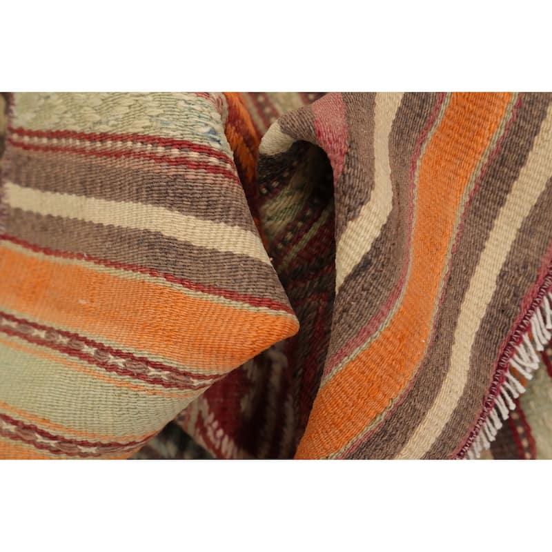 Hand Woven Oriental 100% Wool Carpet Southwestern Tribal Multi-Colored Kilim Area Rug - 6' 11'' X 3' 8''