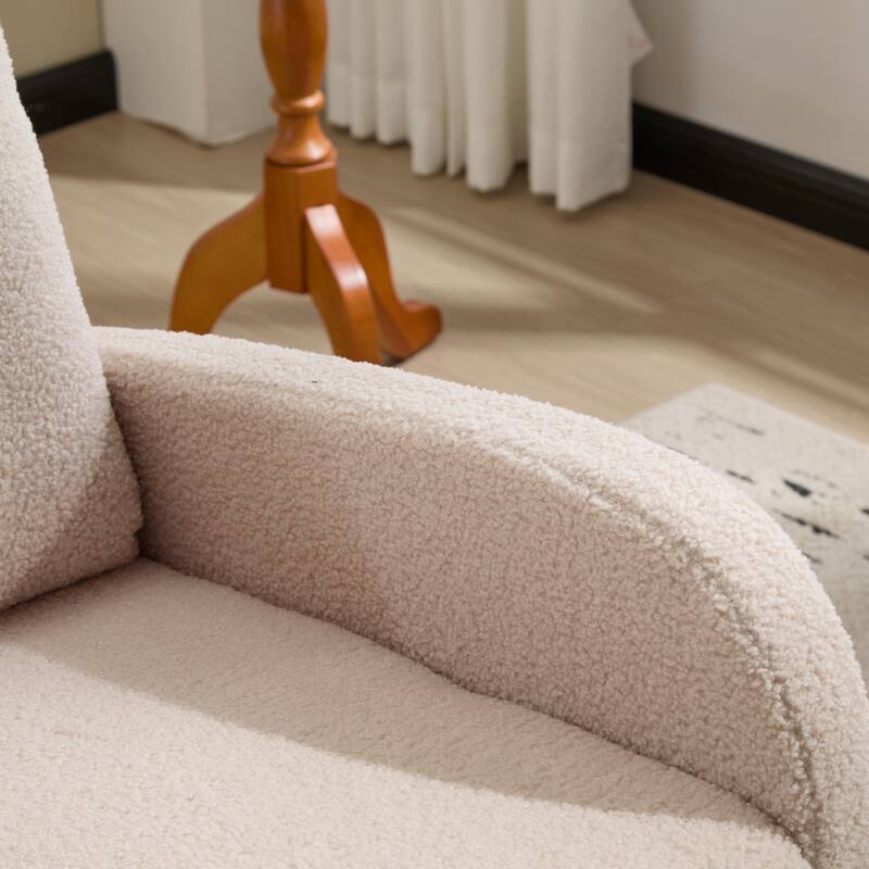 Modern Accent Rocking Chair Rocking Chair with Solid Wood Legs, Upholstered Nursery Glider Rocker Side Pocket and Footrest