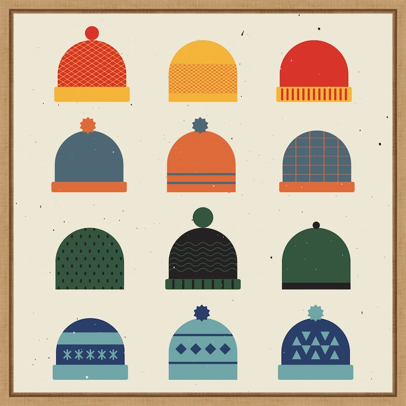 Hats by Vision Grasp Art (22 x 22 in.), Framed Canvas Wall Art Print - Sylvie Natural