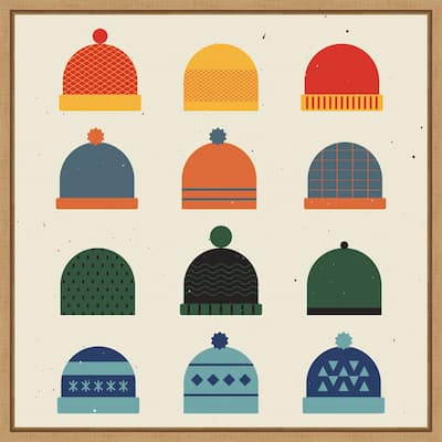 Hats by Vision Grasp Art (22 x 22 in.), Framed Canvas Wall Art Print - Sylvie Natural