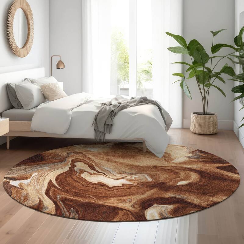 Premium Washable Super Soft Abstract Mayfield Rug - Paprika - 8' x 8' - Round