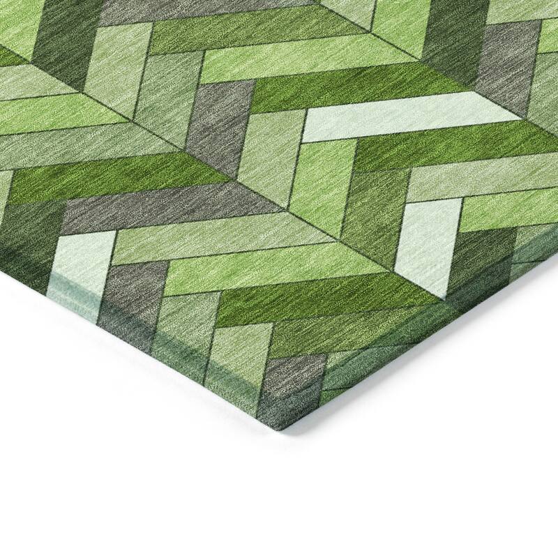 Machine Washable Indoor/ Outdoor Modern Chevron Chantille Rug