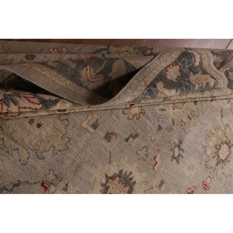 Vegetable Dye Oushak Turkish Area Rug Handmade Beige Wool Carpet - 8'1" x 9'10"