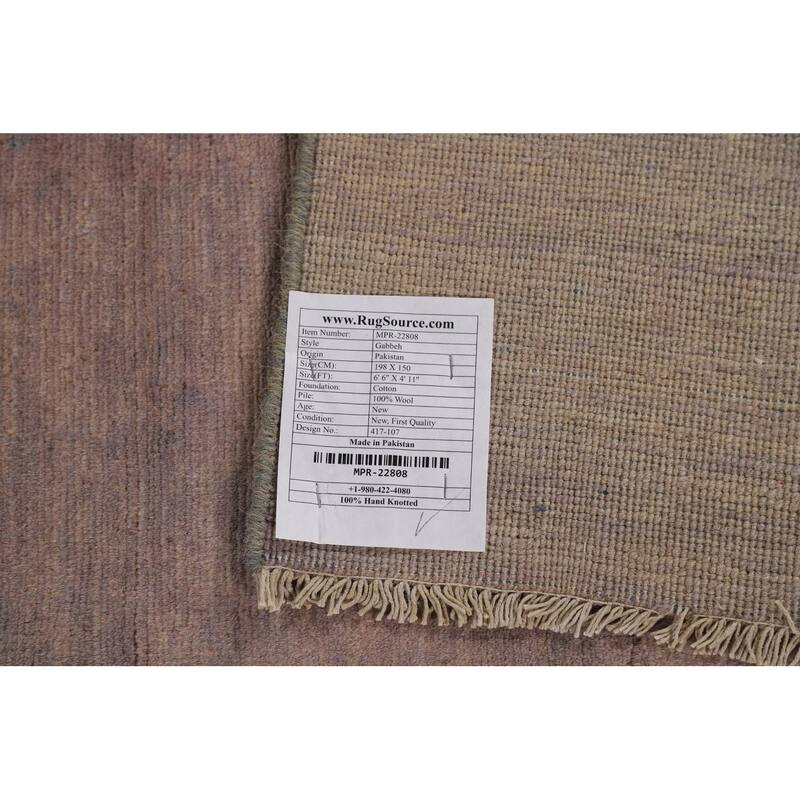 Brown Gray Gabbeh Oriental Area Rug Hand-Knotted Wool Carpet - 4'11" x 6'6"