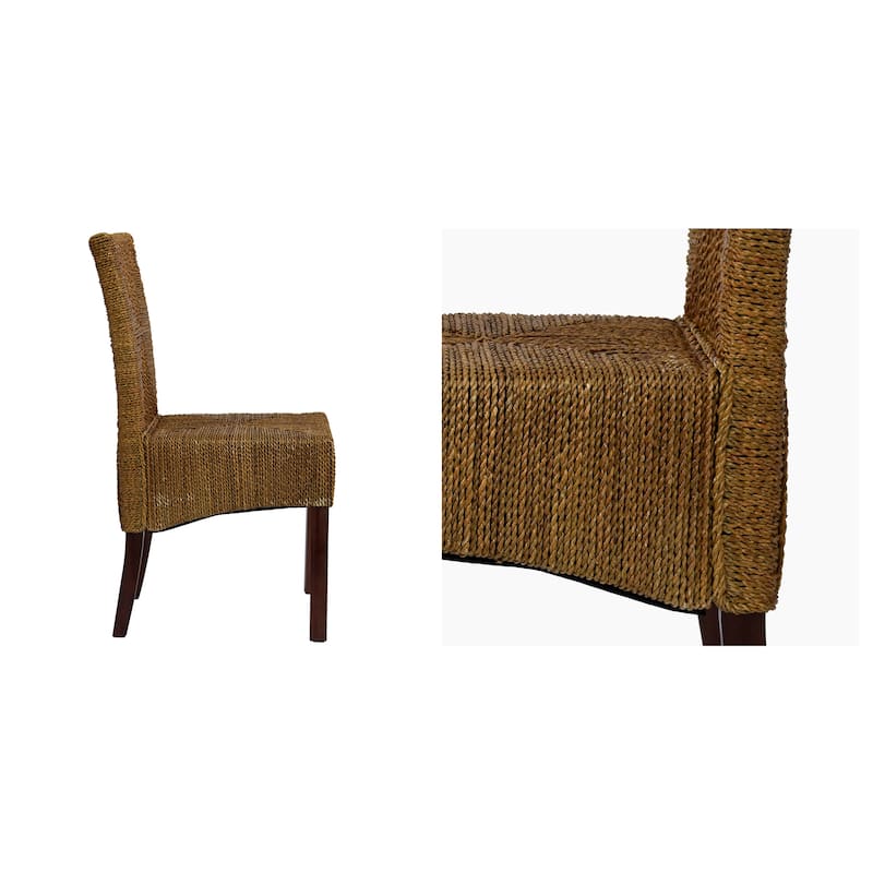 Bohemian 18.7" Wide Weave Seagrass Rattan Dining chairs with High Back - 18.7"W x 20.5"L x 36"H