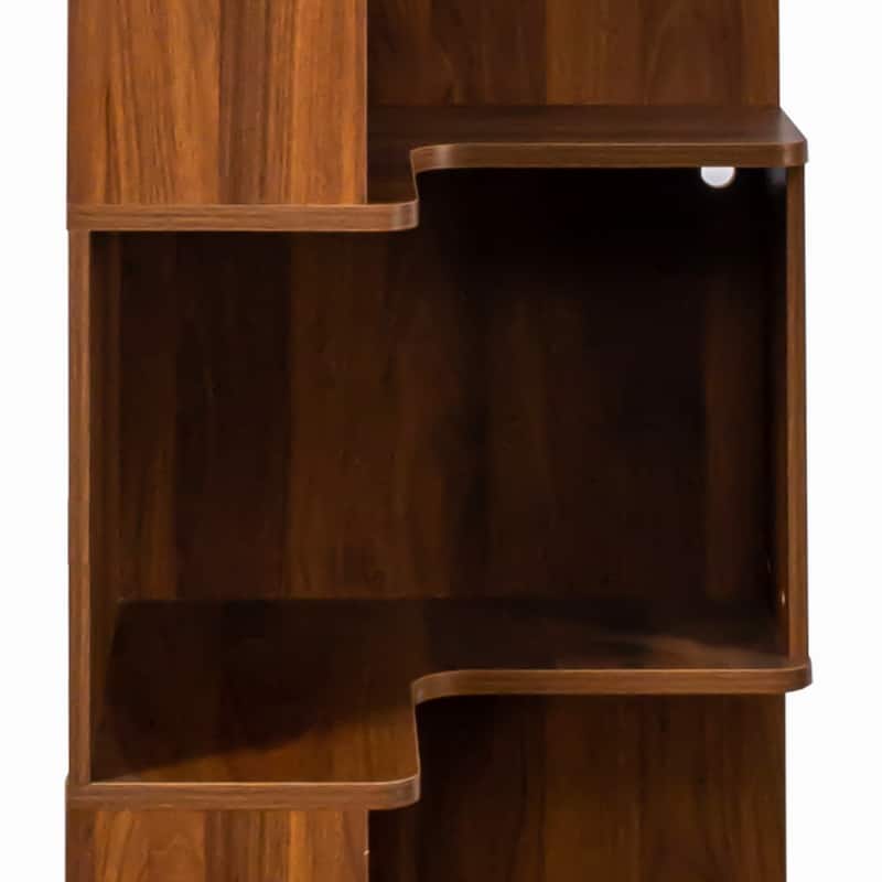 Corner Book Shelf - 5 Tier Corner Bookshelf Bookcase with Baffle, Freestanding L Shaped Display Shelf Stand