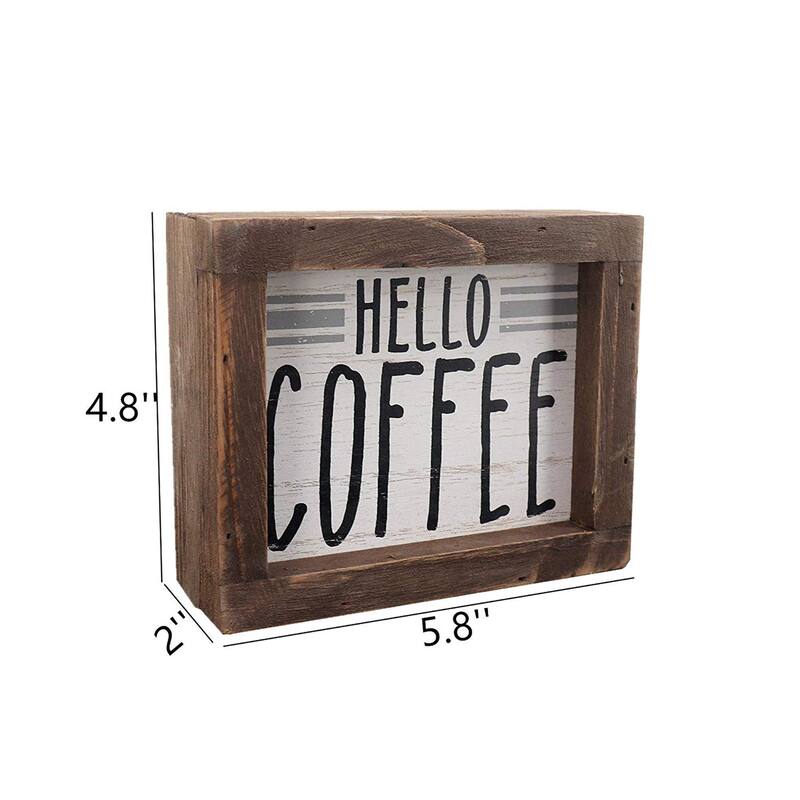 Hello Coffee Barn Wood Small Box Sign for Kitchen Decor or Coffee Bar