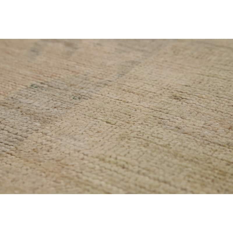 Hand Knotted Oriental 100% Wool Carpet Transitional All-Over Beige & Ivories Oushak Area Rug - 11' 11'' X 9' 5''
