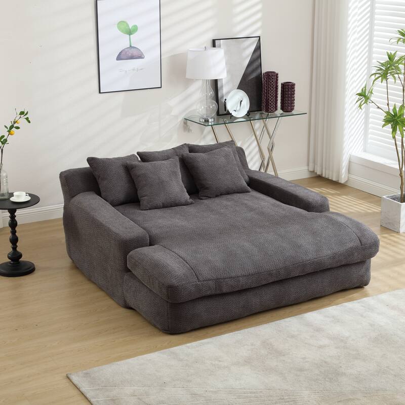 2-seater lazy sofa With 5 back pillows,Comfy Sofa- Deep Seat Couch for Living Room