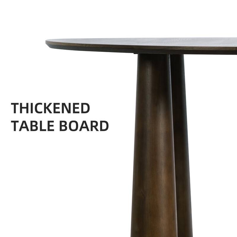 45" Round Dining Table Kitchen Table for 4 with Arc-Shaped Edge Top and 4 Tapered Legs for Living Room Dining Room Coffee Office
