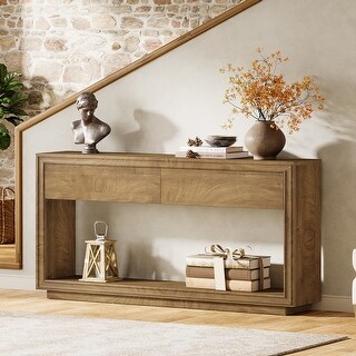 63" Farmhouse Console Table with 2 Drawers for Living Room - Bed Bath ...